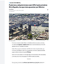 Fusiones y adquisiciones caen 23% hasta octubre; EU y Espaa, los que ms apuestan por Mxico